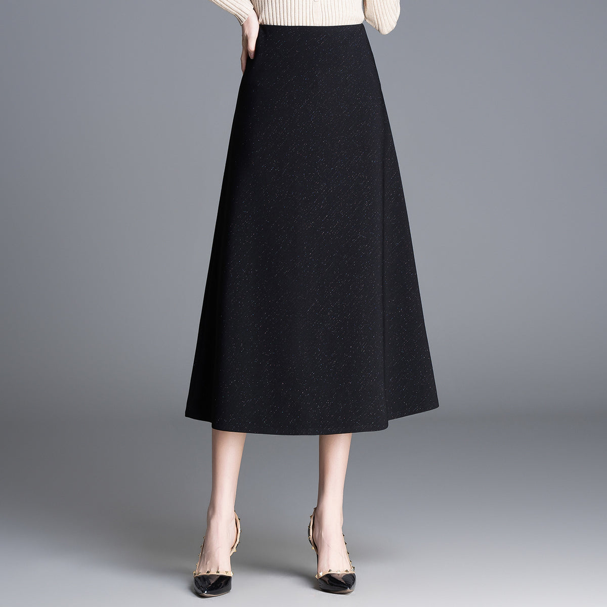 Starry Sky Spring Mid-length High Waist Large A- Line Big Skirt