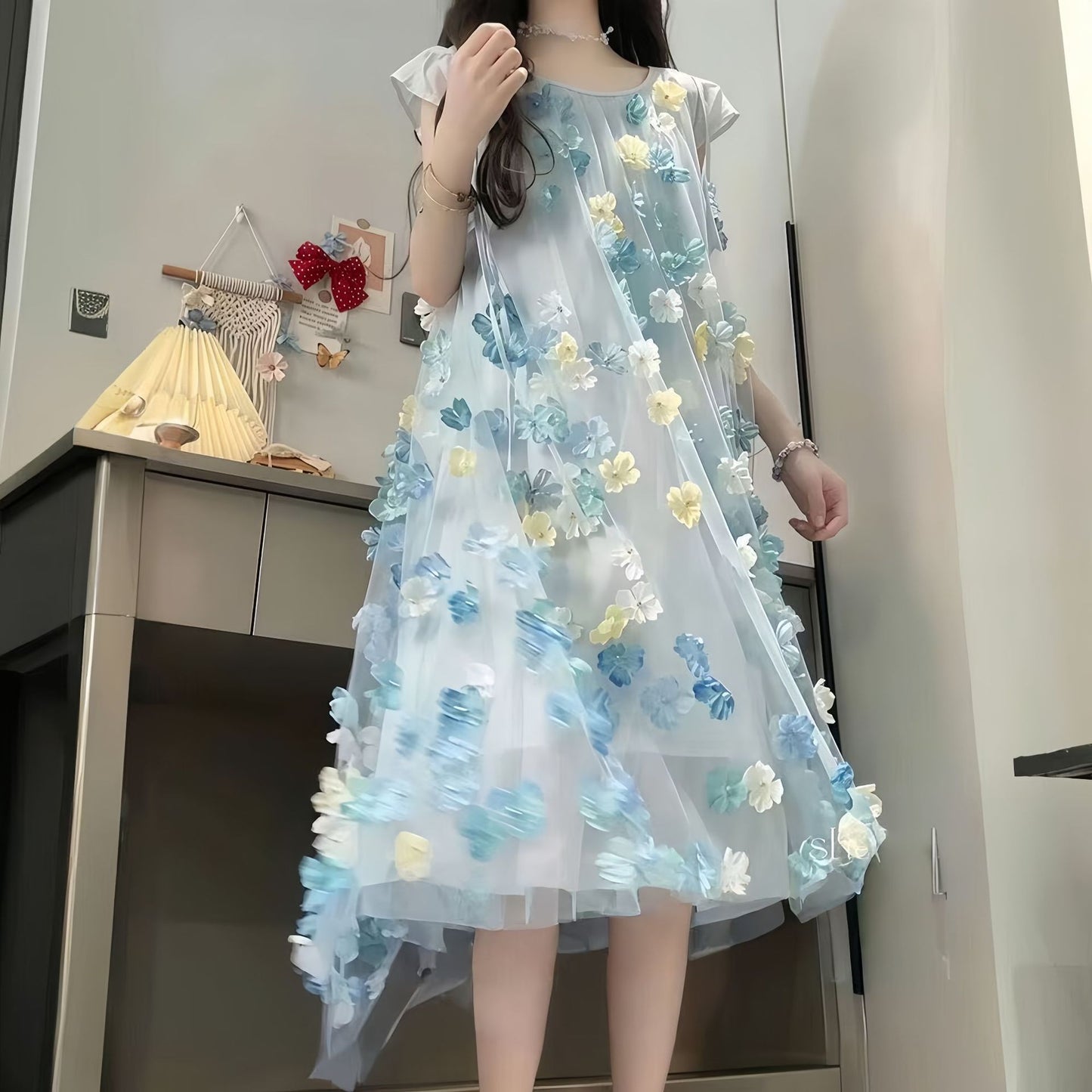 Women's & Children's Older Summer Junior High School Beautiful The Big High-grade Children's Dress
