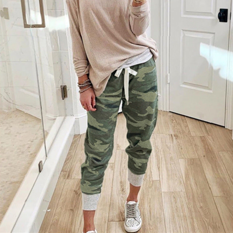 Fashion Women's Camouflage Printed Drawstring Jogging Pants
