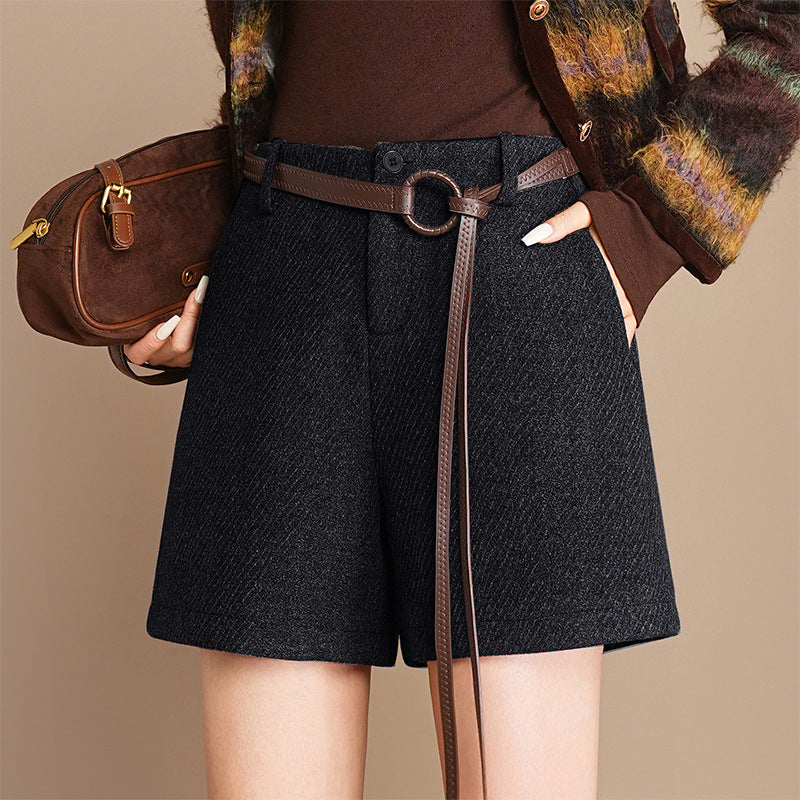 Women's Stylish Woolen High Waist Figure Flattering Casual Pants