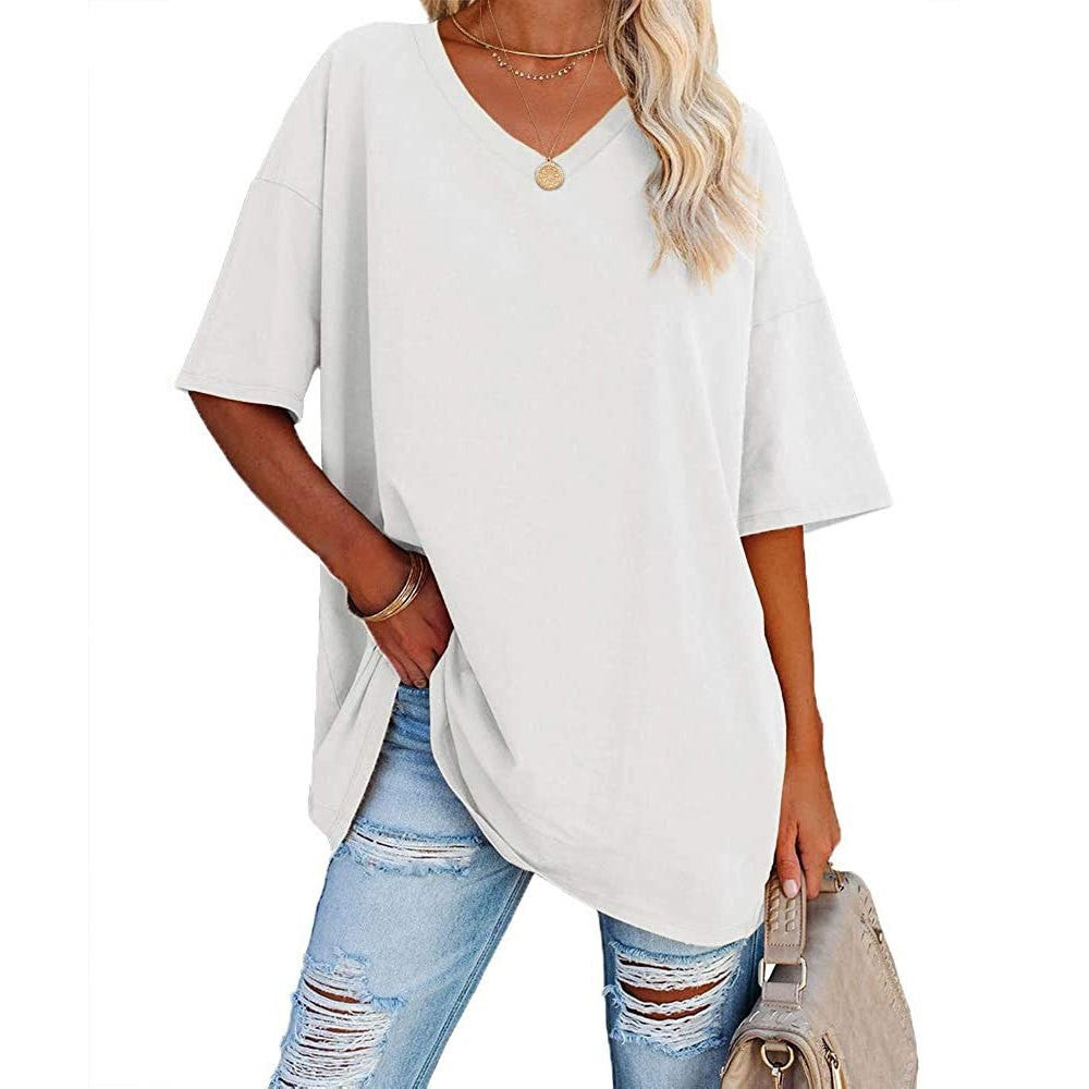 Women's Loose Half Sleeve Cotton Waist Blouses
