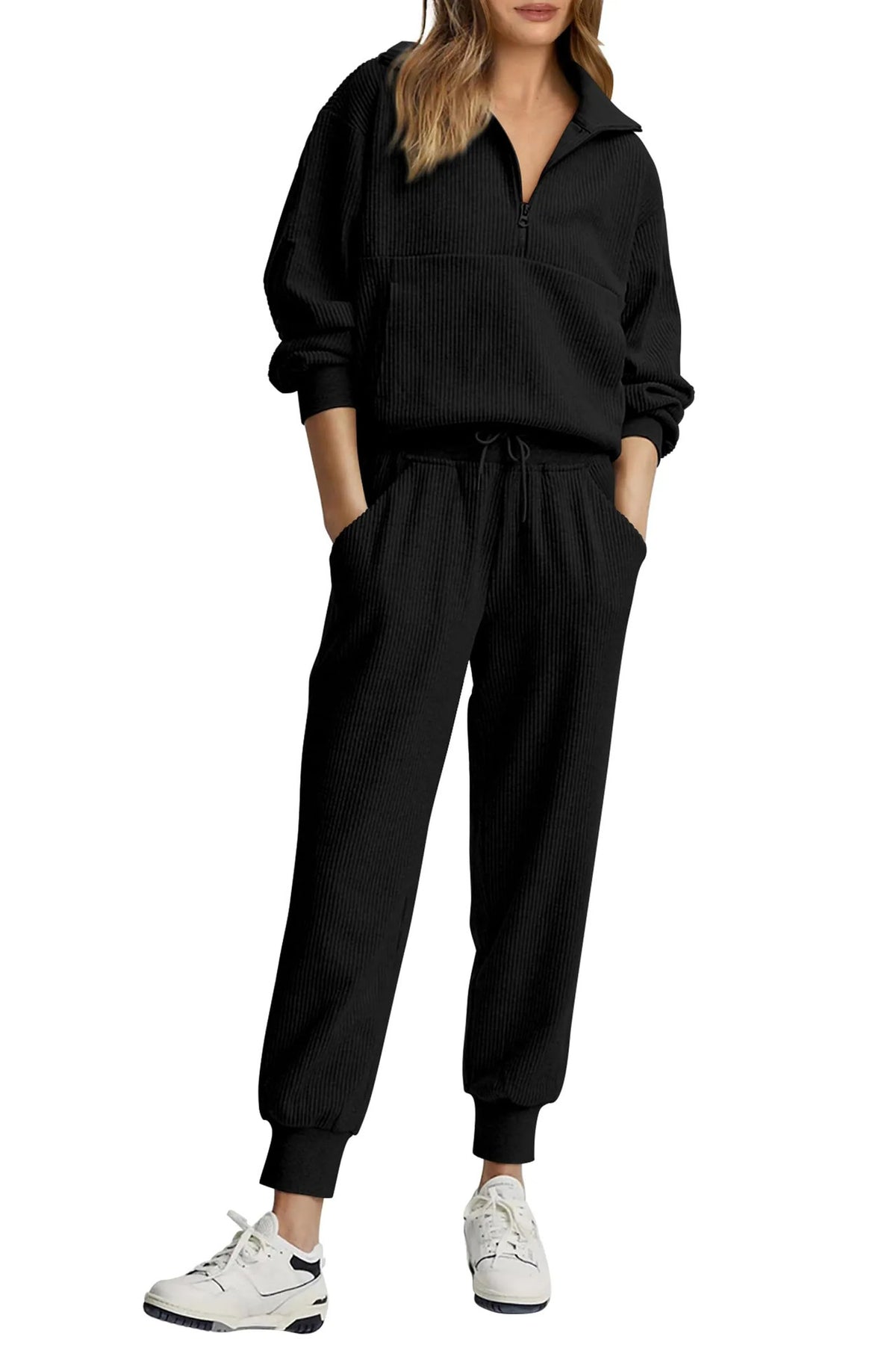Unique Women's Half Zipper Long-sleeved Trousers Sweaters