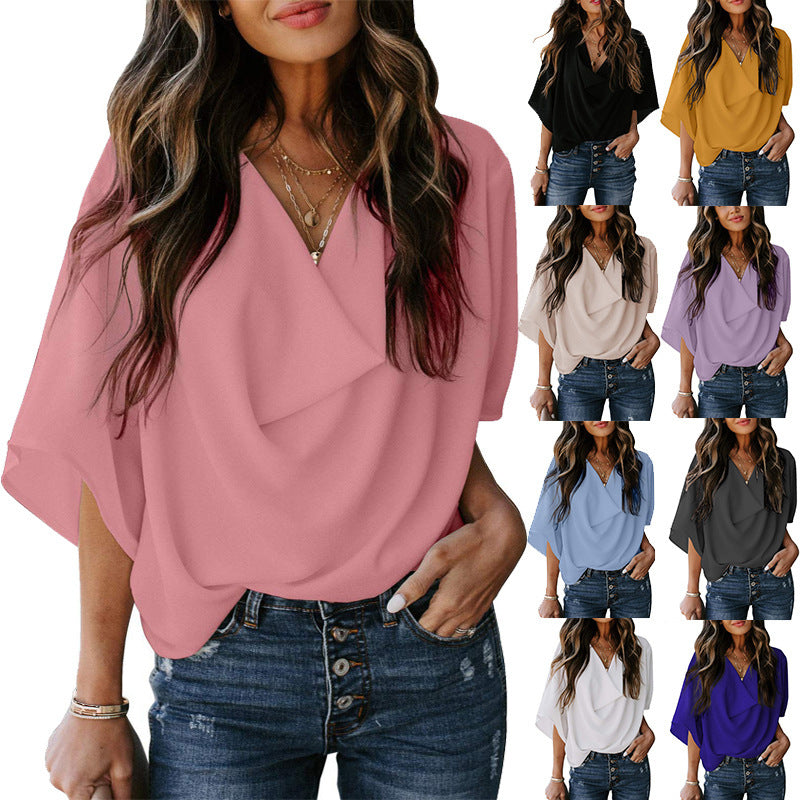Women's Chiffon Shirt Loose Casual T-shirt Blouse