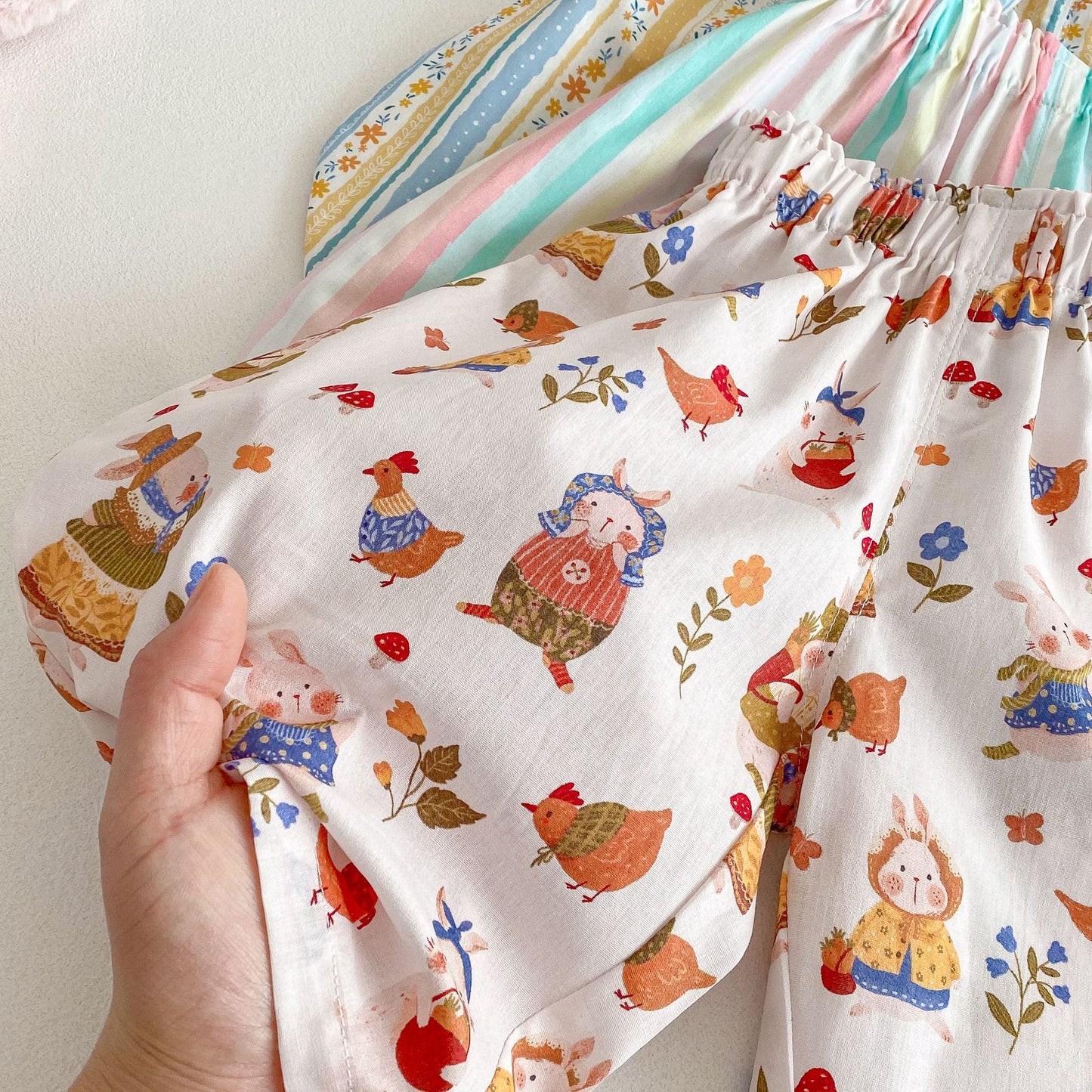 Children's Right Summer Western Style Striped Floral Children's Pants