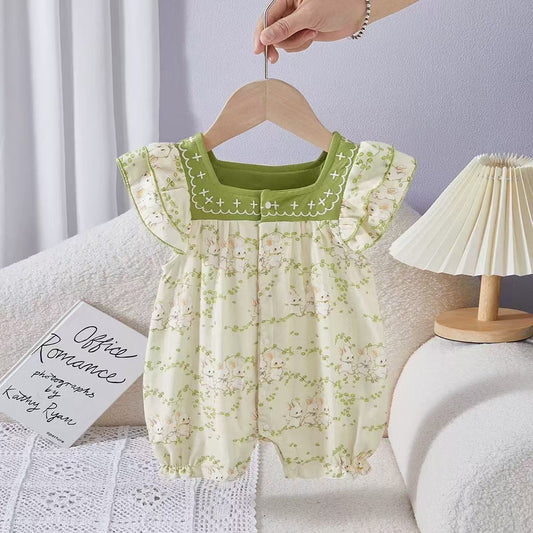 One-piece Bodysuit Cute Floral Bunny Jumpsuit Jumpsuit, Climbing Suit