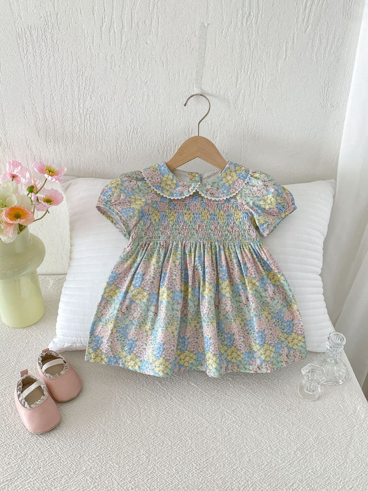 Korean Style Ruffled Floral Princess For Children's Dress