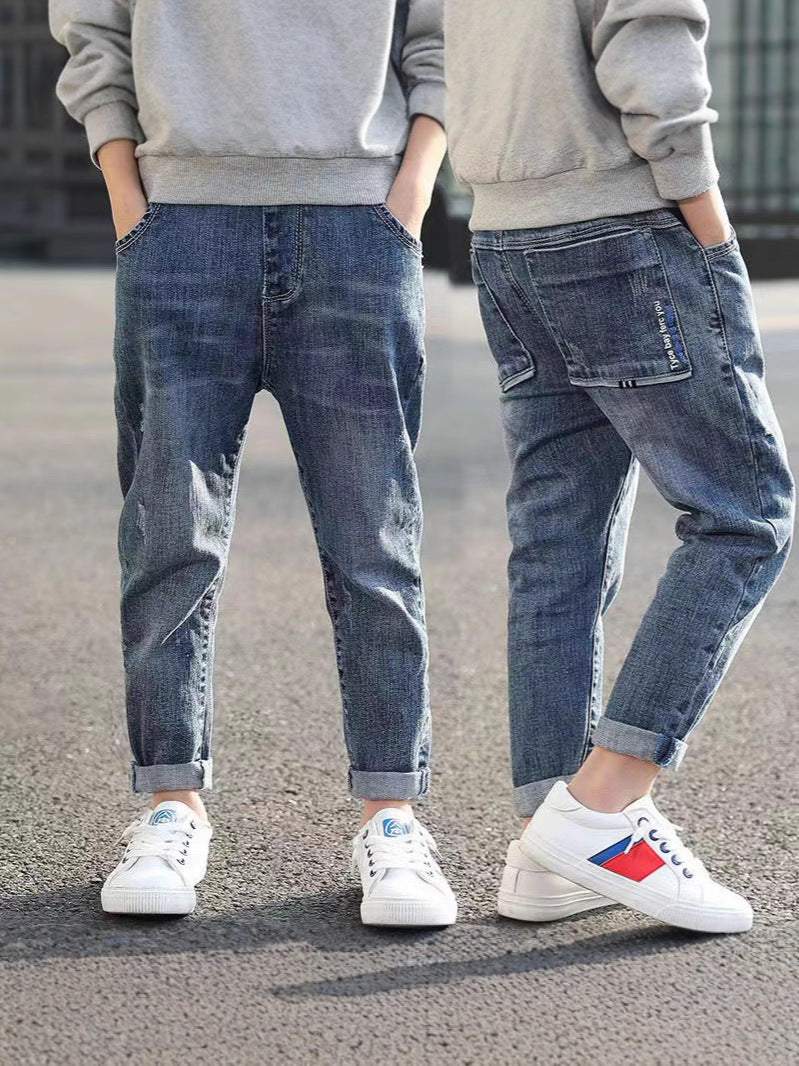 Children's Jeans Trendy Daddy Blue Clothing Crawler Outer Wear Trousers Loose Children's Pants