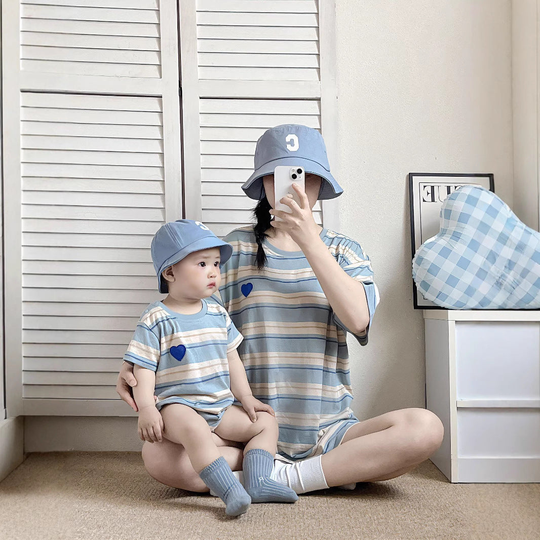 Family Of Three Clothes Striped Summer Parent-child Outfit