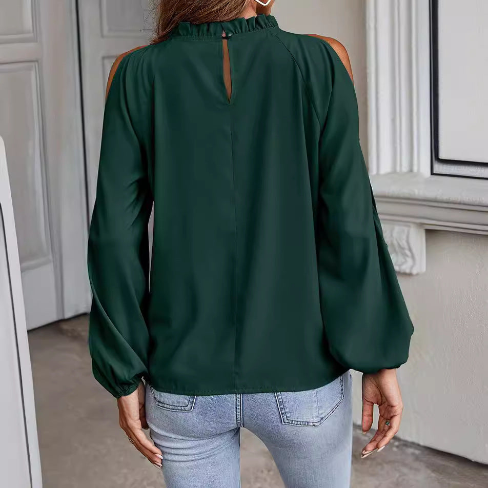 Graceful Women's Collar Cold-shoulder Elegant Fashion Tops