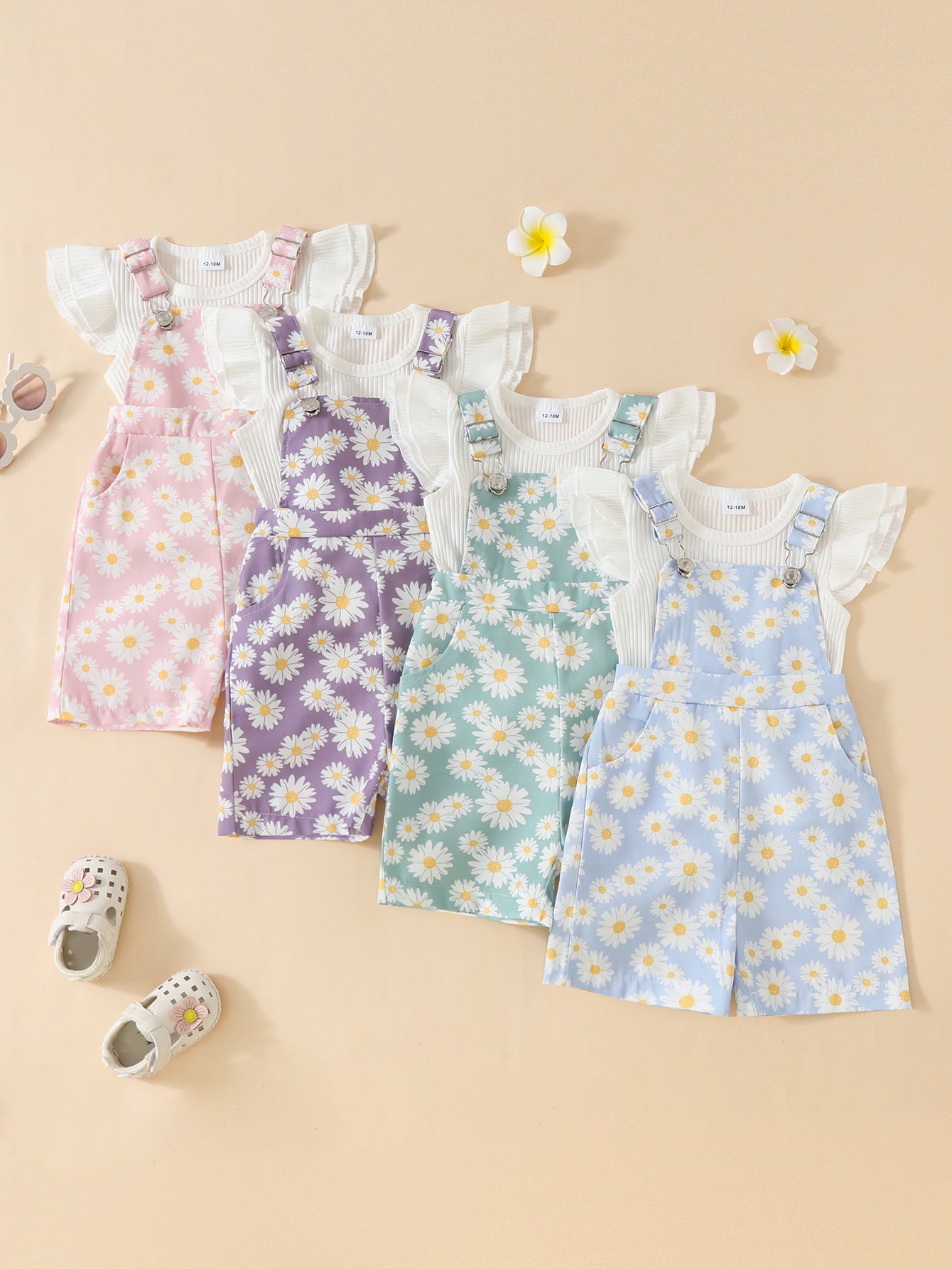 Cute Sunken Stripe White Flying Sleeves Children's Suit
