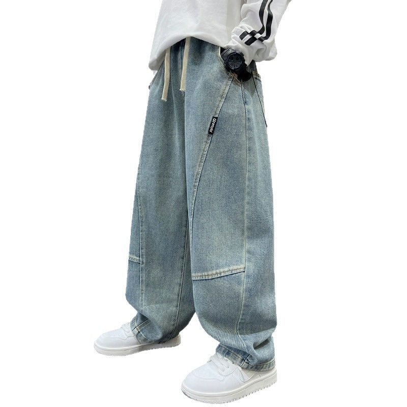 Children's Medium Large Sickle Boys Handsome Loose Children's Pants