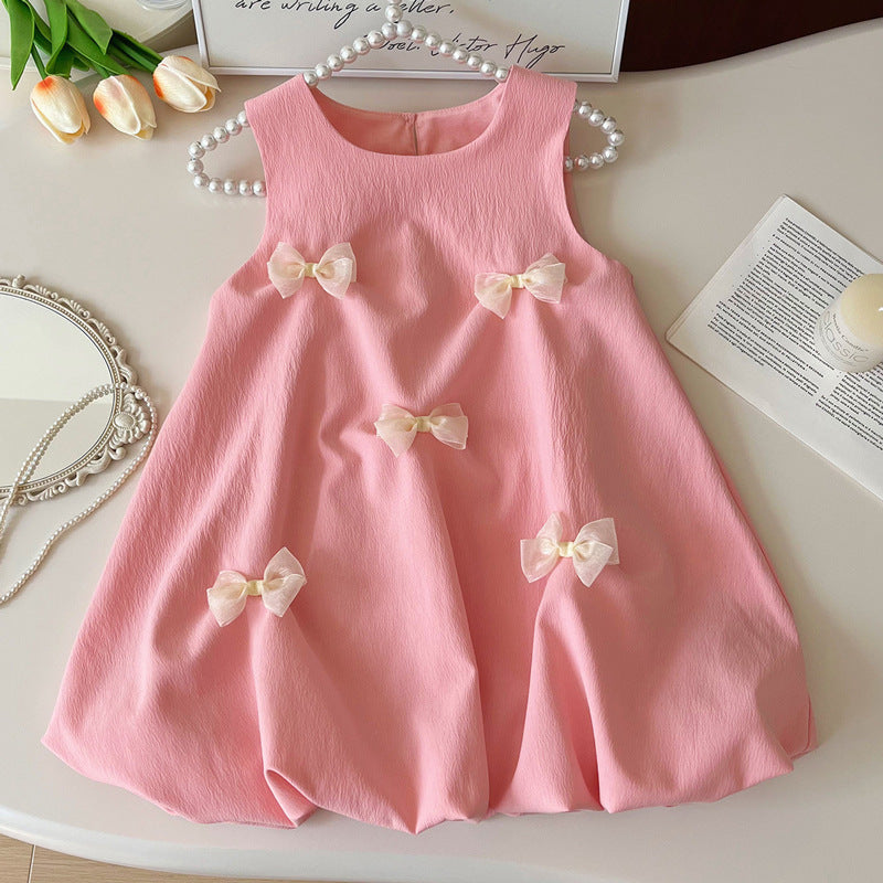 Summer Bowknot Cute Fashionable Sleeveless Bud Vest Children's Dress
