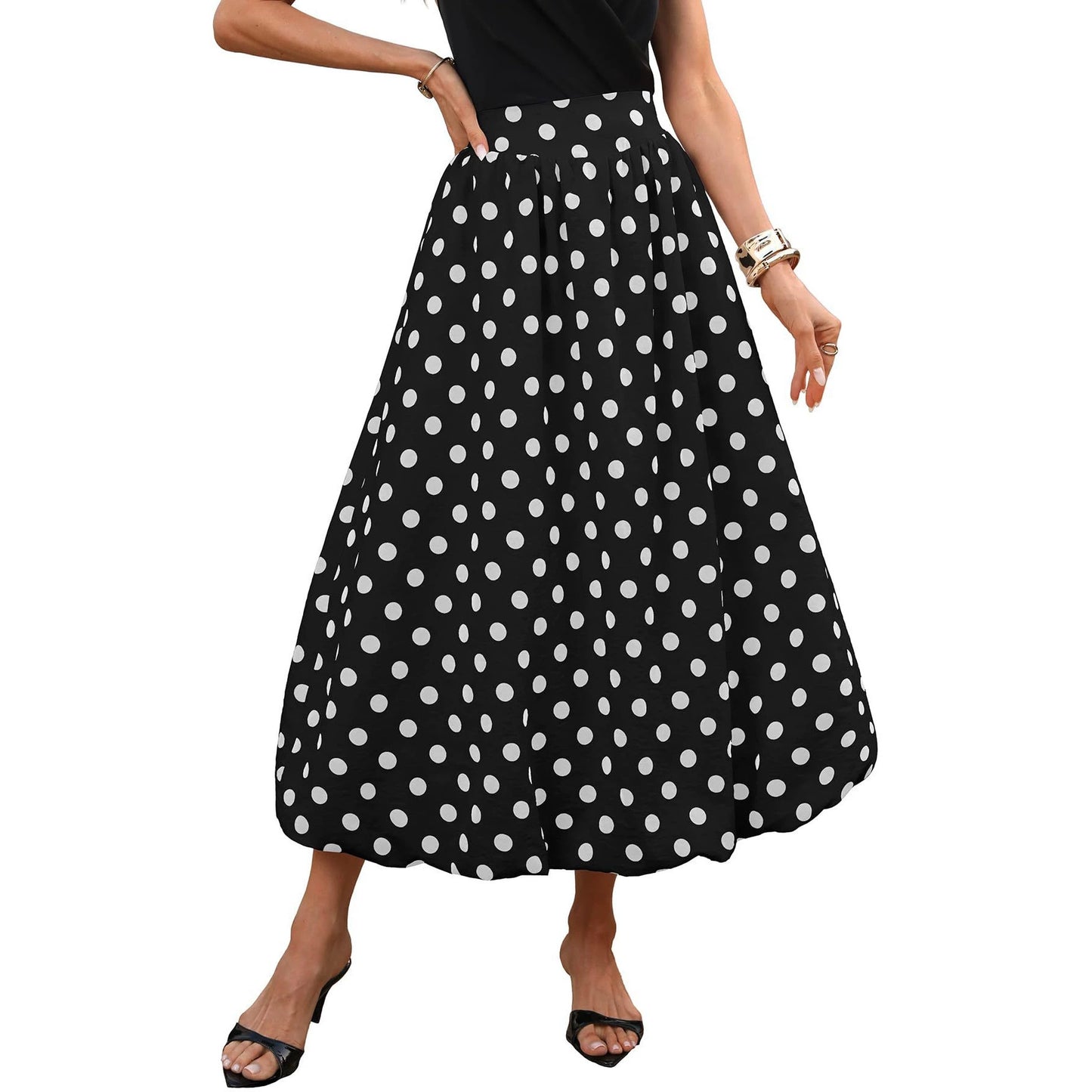 Women's Elastic Waist Fluffy Hem Bubble Skirt