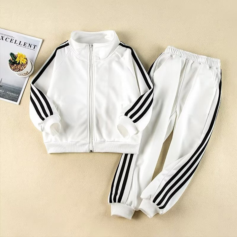 Children's Leisure Sports Boys Zipper Cardigan Outerwear Striped Children's Suit