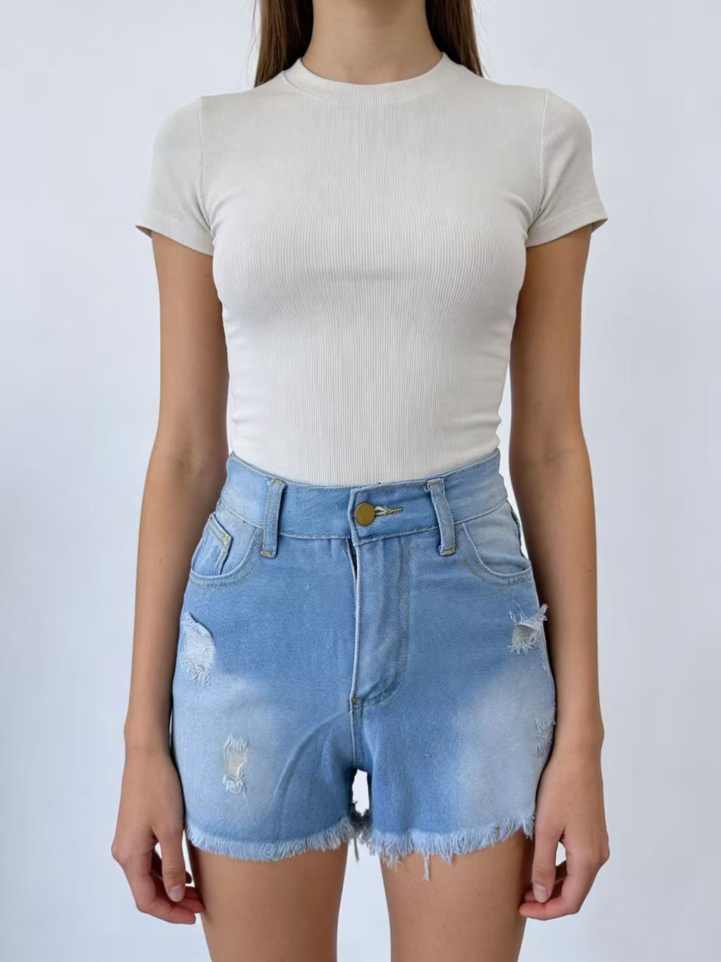 Women's High Quality Waist Slim Ripped Women's Jeans