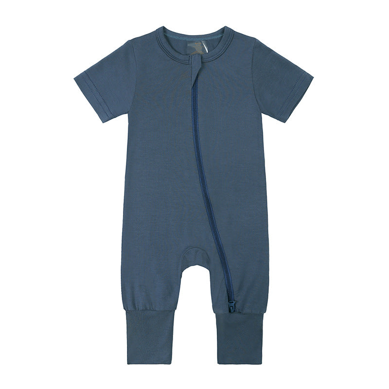 Jumpsuit Summer Bamboo Fiber Style Short Sleeve Male Female Jumpsuit, Climbing Suit