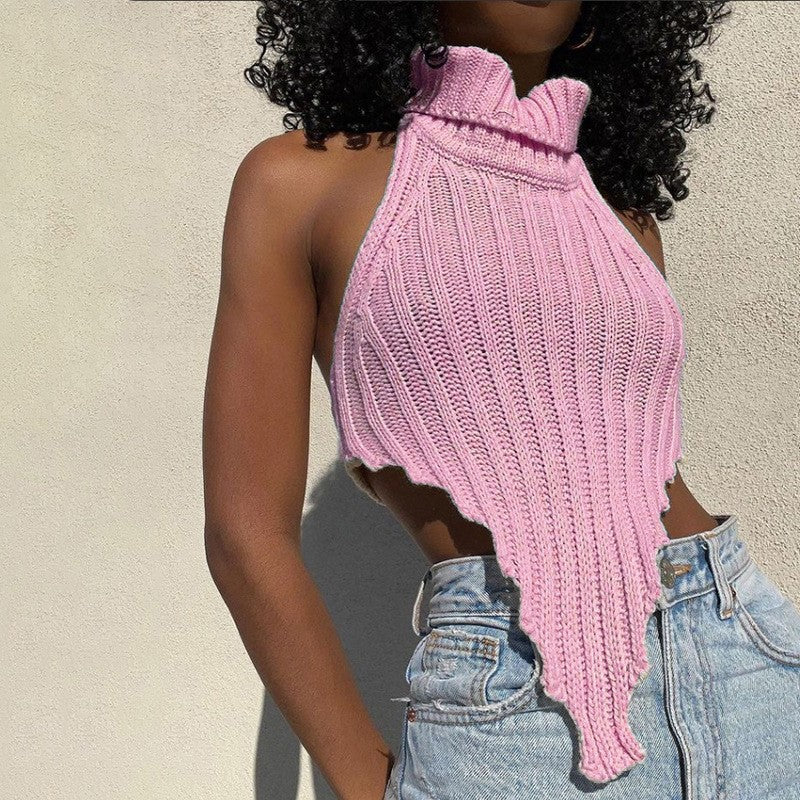 Women's Irregular Backless Woolen Can Wear Outside Small Vest/suspenders/tube Top