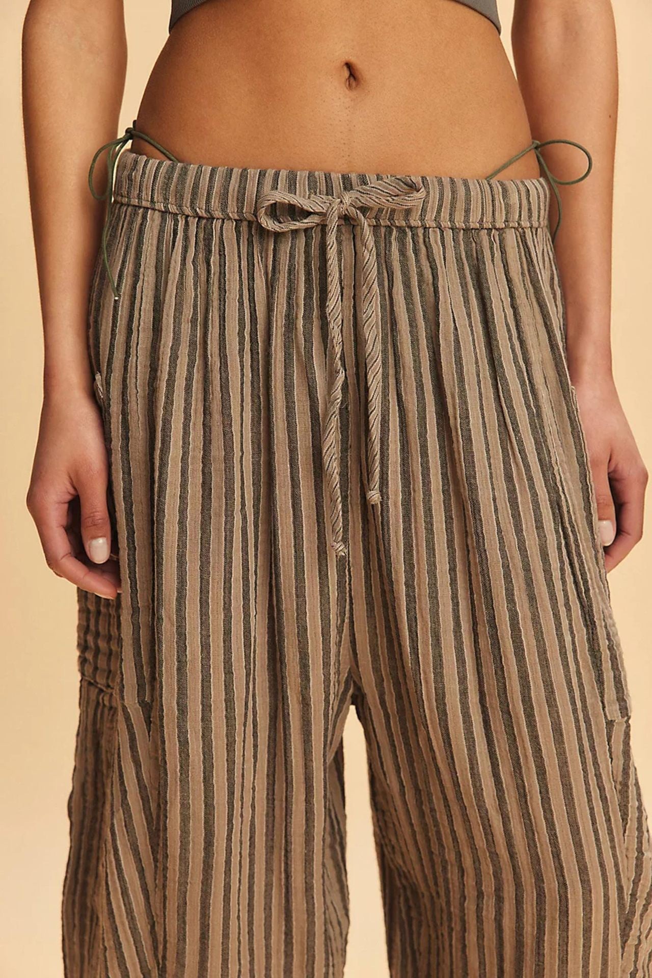 Women's Waist High Wide Leg Loose Cotton Linen Trousers Pants