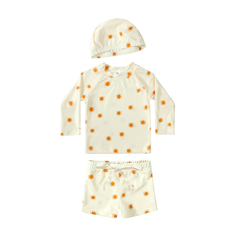 Children's Summer Long Sleeve Split Style Swimsuit Boys Boy Sun Protective Children's Suit