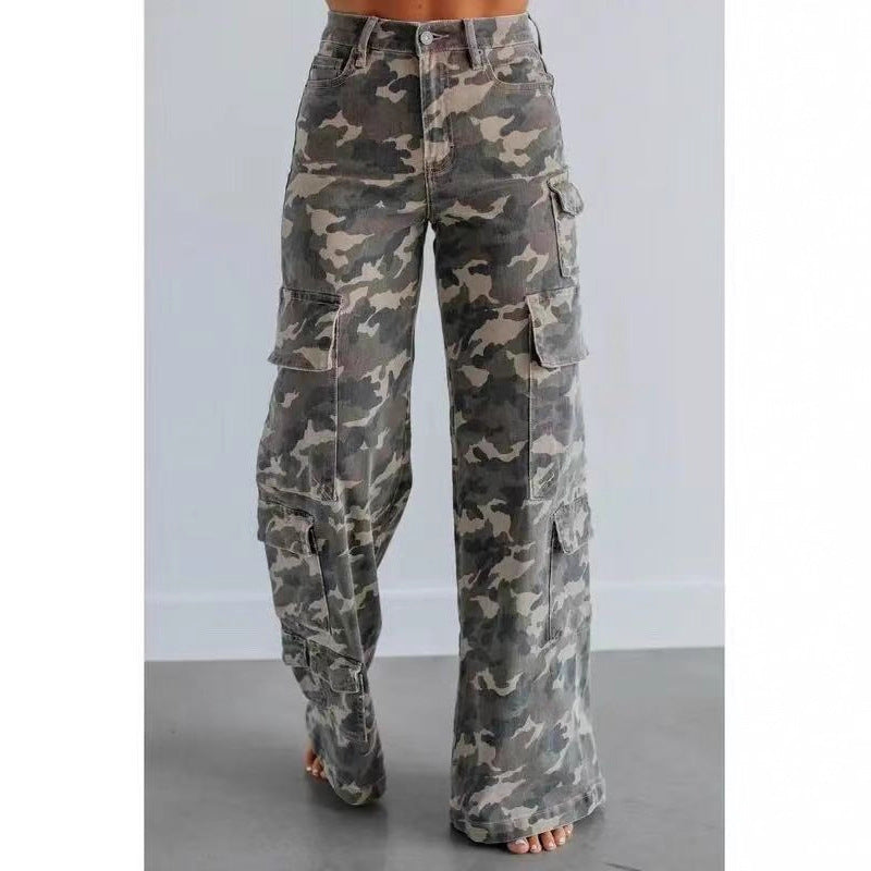Women's Waist Wide Leg Do The Old Women's Jeans
