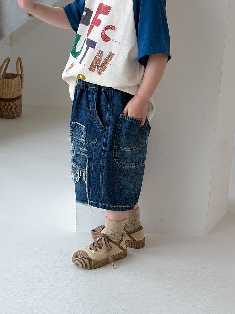 Children's Clothing Crawler Summer Ripped Do The Old Cowboy Children's Pants