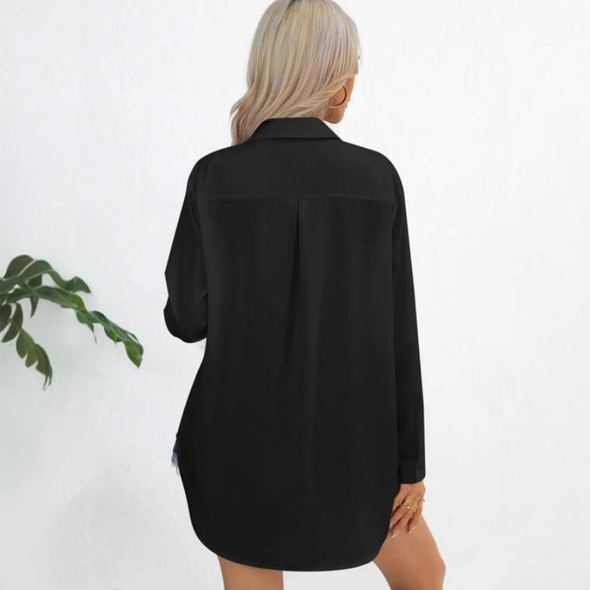 Women's Fashion Solid Color Casual Shirt Blouse