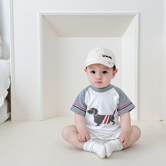 Born Fashion Korean Cartoon Puppy Color Matching Male Casual Jumpsuit, Climbing Suit