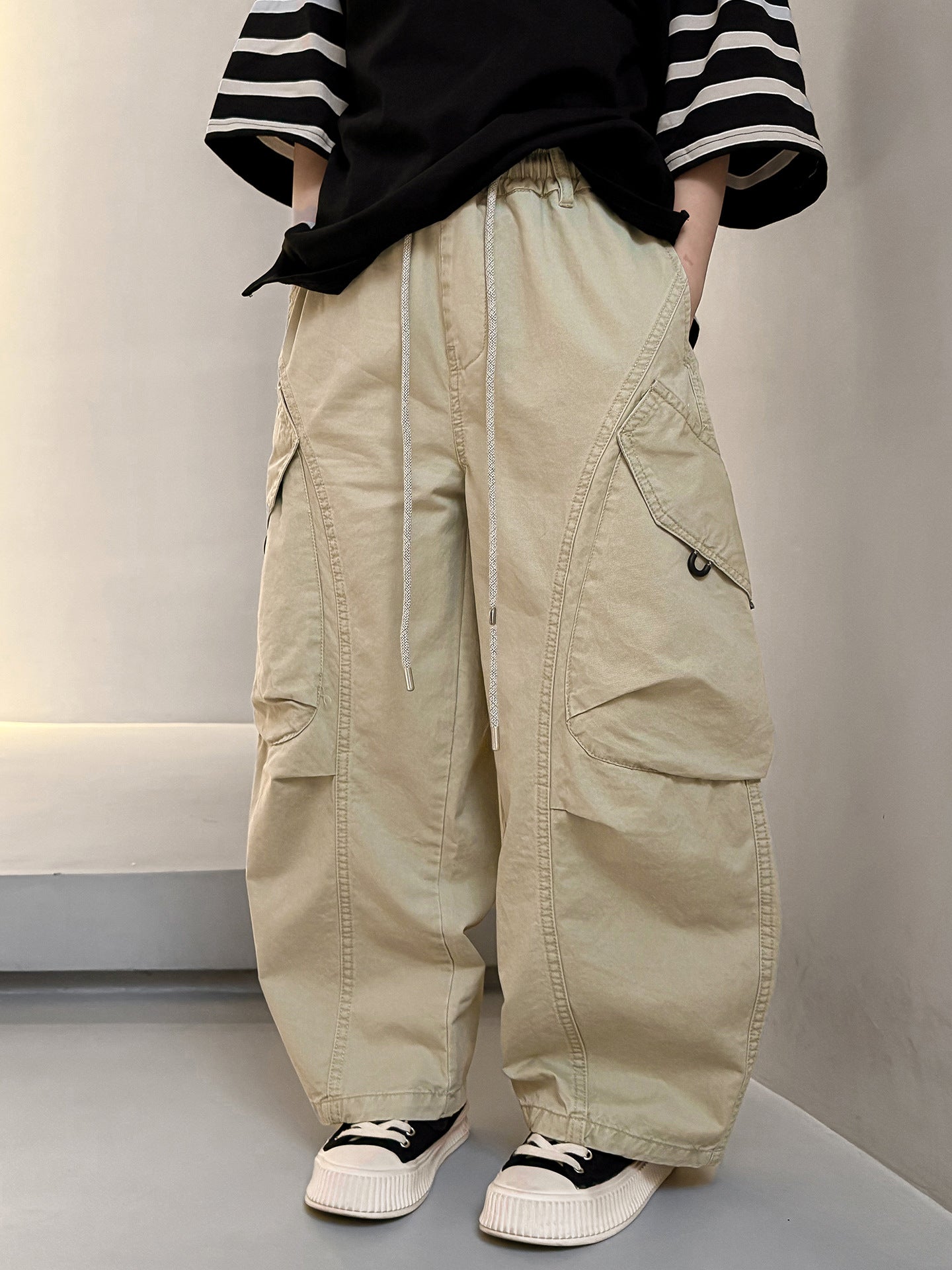 Children's Medium Large Spring Casual Boys Straight Cargo Children's Pants