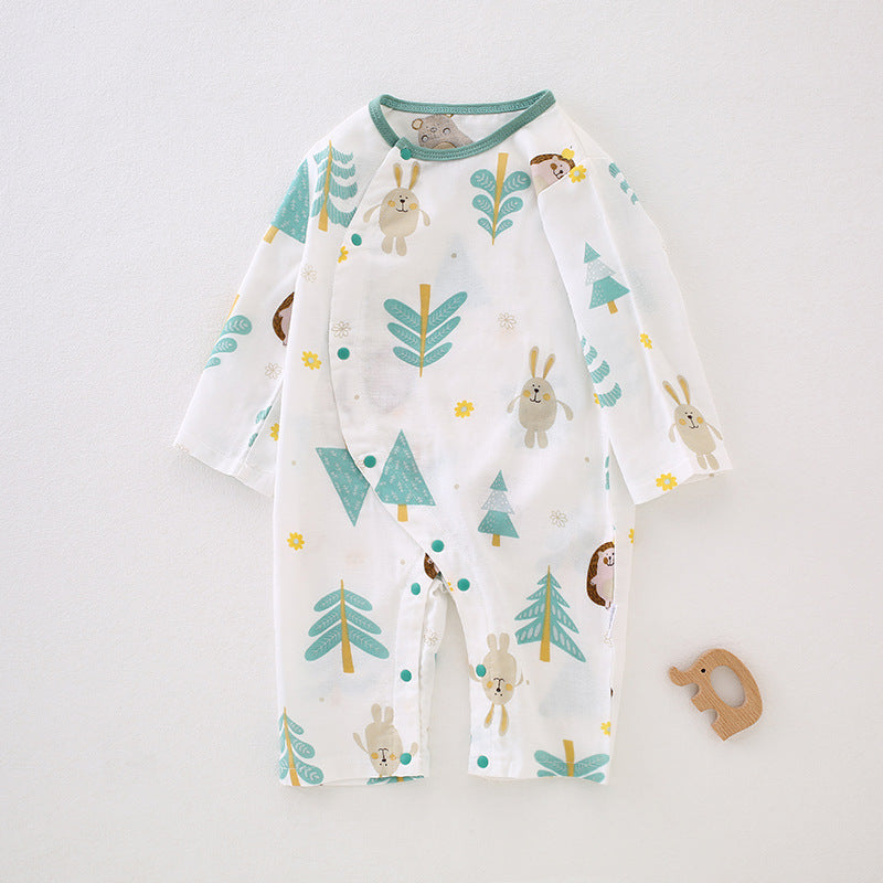 Bamboo Cotton Fiber Air Conditioning Clothes For Babies Class Gauze Jumpsuit, Climbing Suit