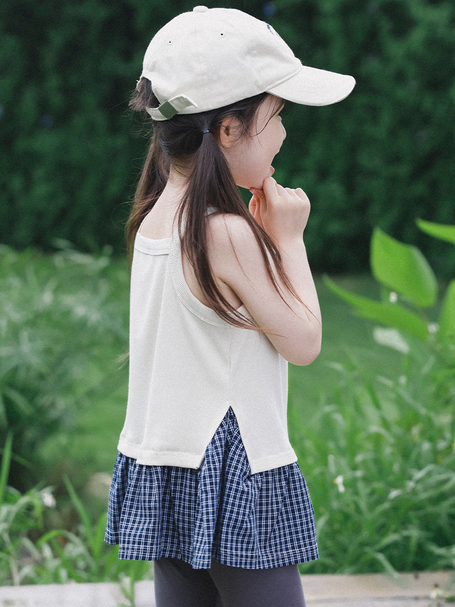 Children's Two-piece Skirts Summer Cool Breathable Strap Top Children's T-shirt