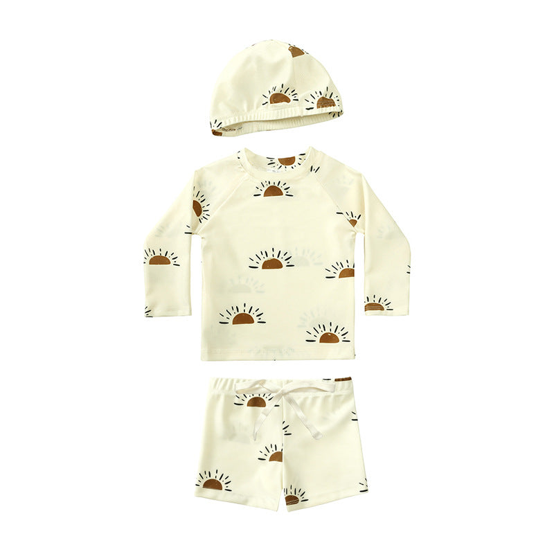 Children's Summer Long Sleeve Split Style Swimsuit Boys Boy Sun Protective Children's Suit