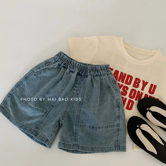Children's Denim Shorts Summer Boys Solid Color Children's Pants