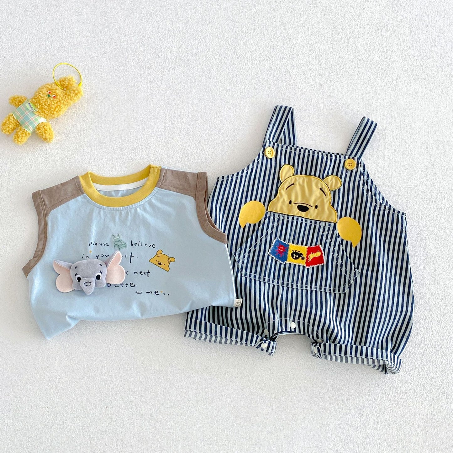 Cute Suspender Summer Boys Cartoon Bear Jeans Korean Style Children's Pants