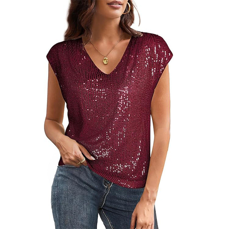 Women's Summer Sexy Sequined Pearlescent Shiny Party Small Vest/suspenders/tube Top