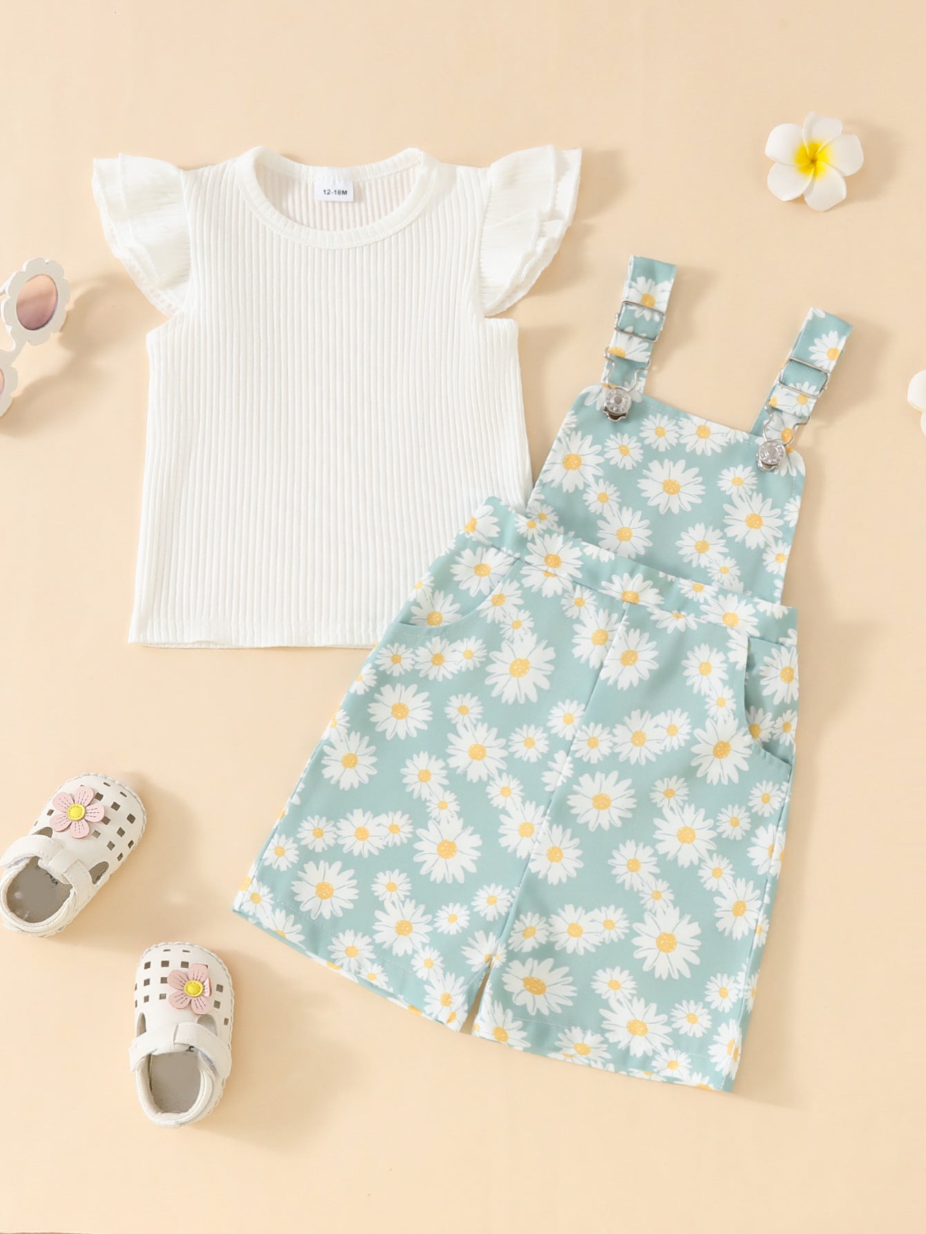 Cute Sunken Stripe White Flying Sleeves Children's Suit
