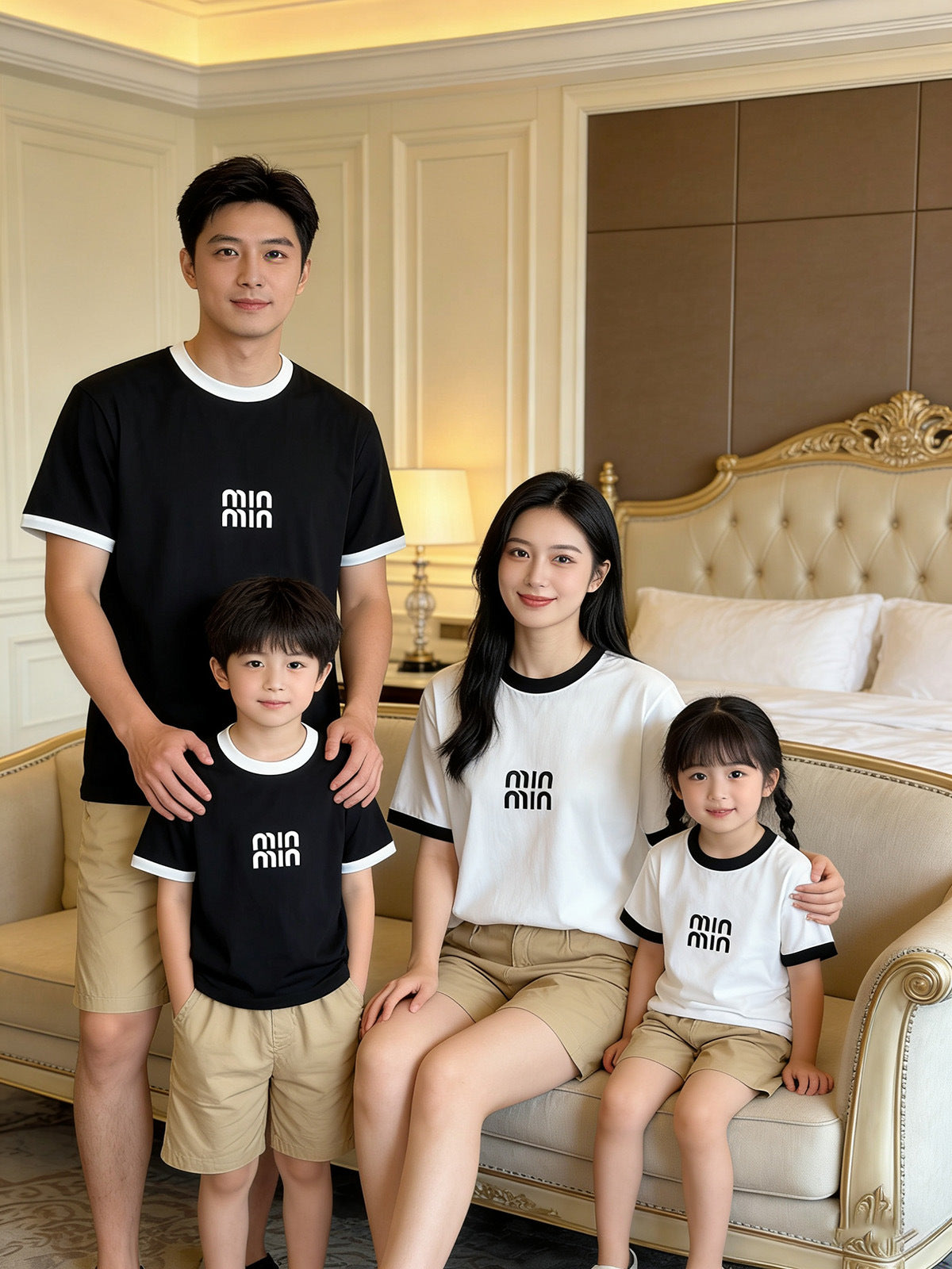 T-shirt Short Sleeve Family Of Three Parent-child Outfit