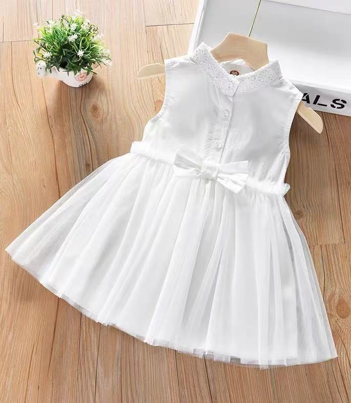 Children's Ethnic Style White Body Strap Braces Skirt Children's Dress