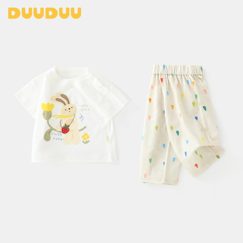 Children's Feeling Korean Style Clothes Suit Two-piece Clothing Children's T-shirt