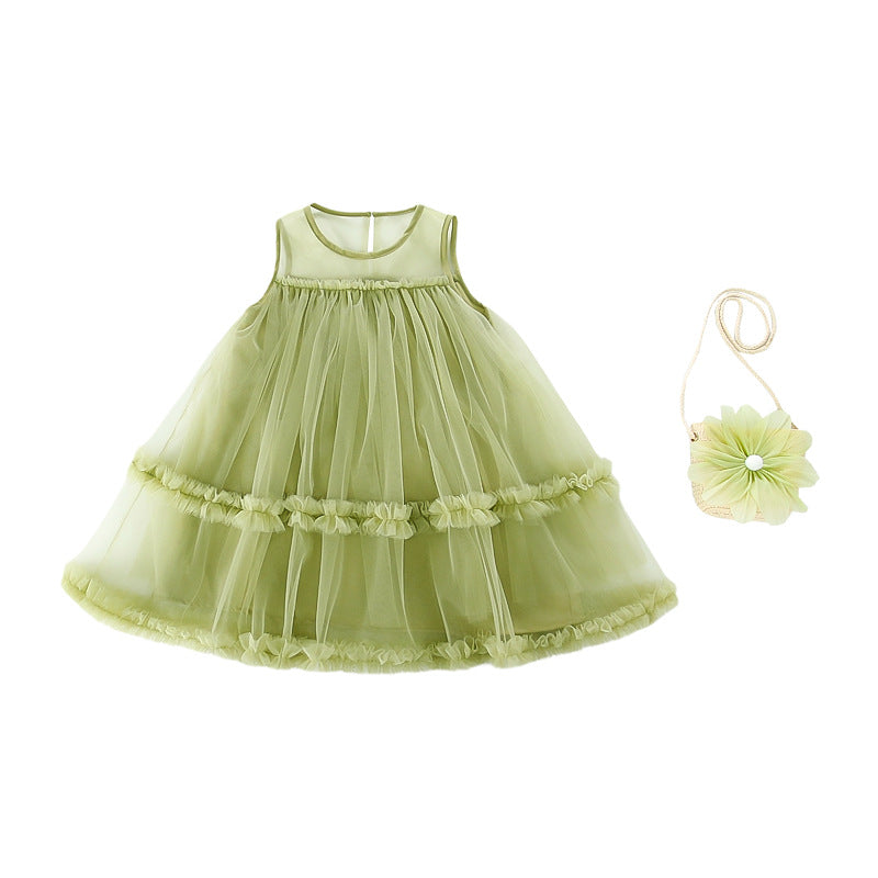 Sweet Mesh Sleeveless Vest Summer Thin Clothing Children's Dress