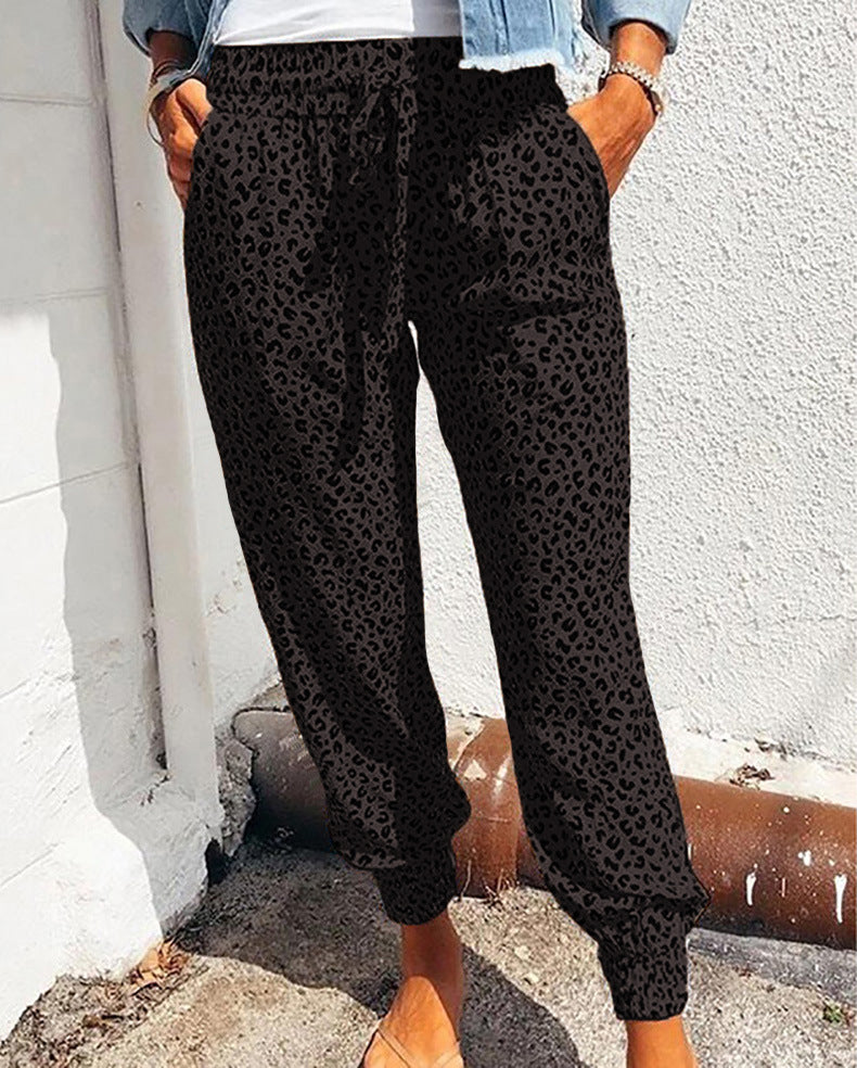 Women's Summer Trousers Loose Leopard Print Printed Pants