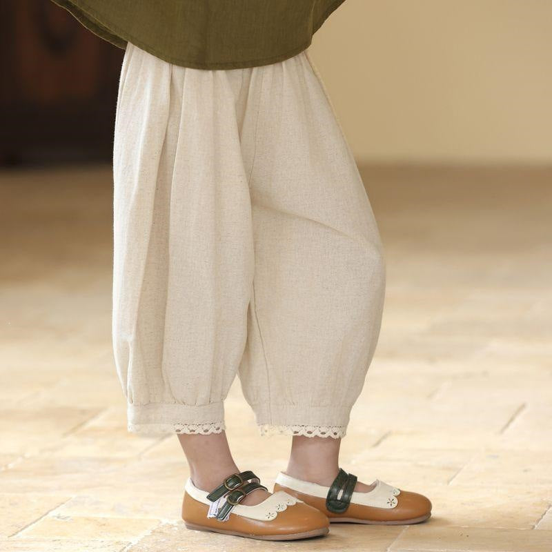 Summer Loose Cropped Thin Ruffles Casual Children's Pants