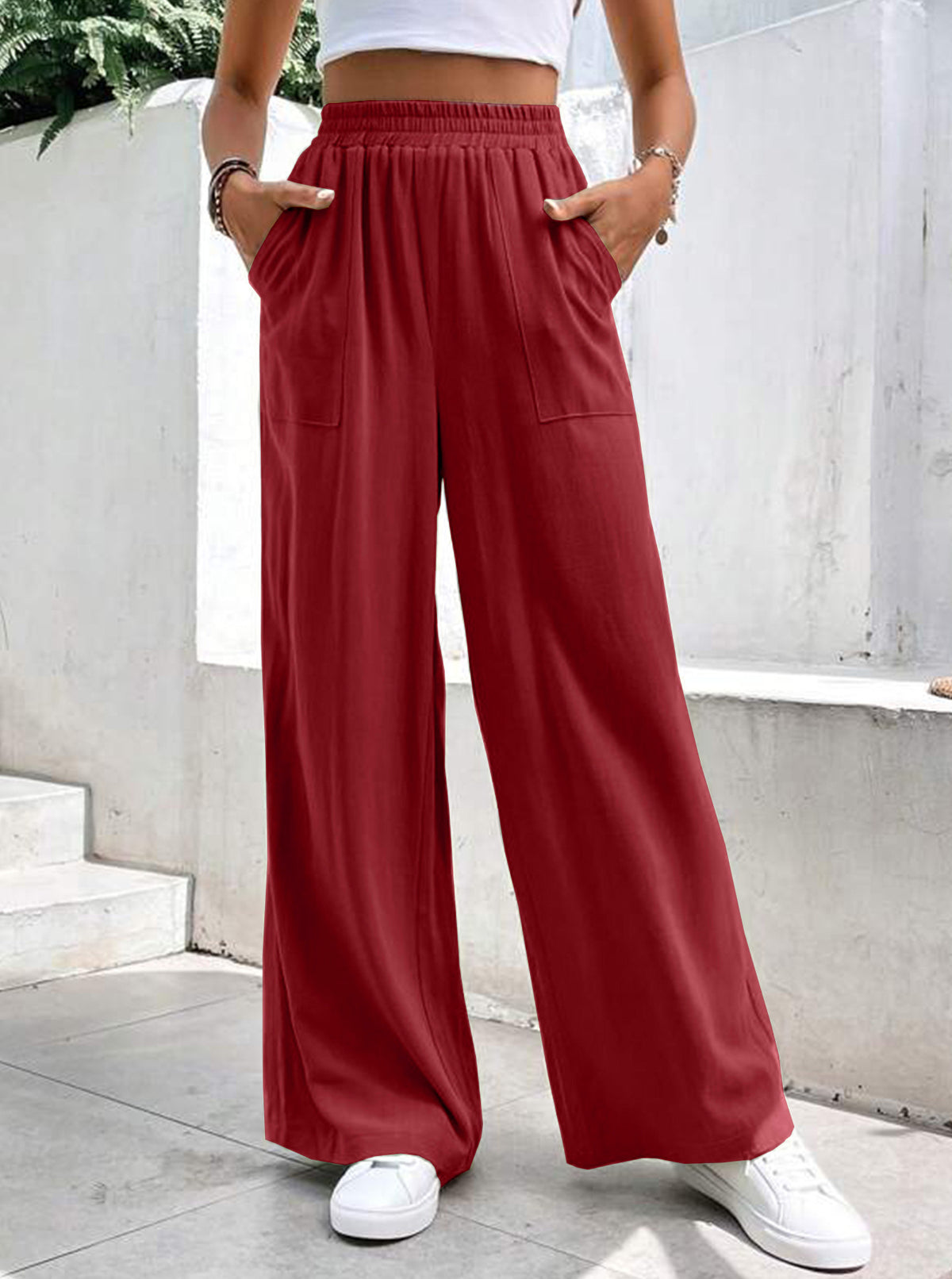 Women's Loose Sports Solid Color Pocket Casual Pants
