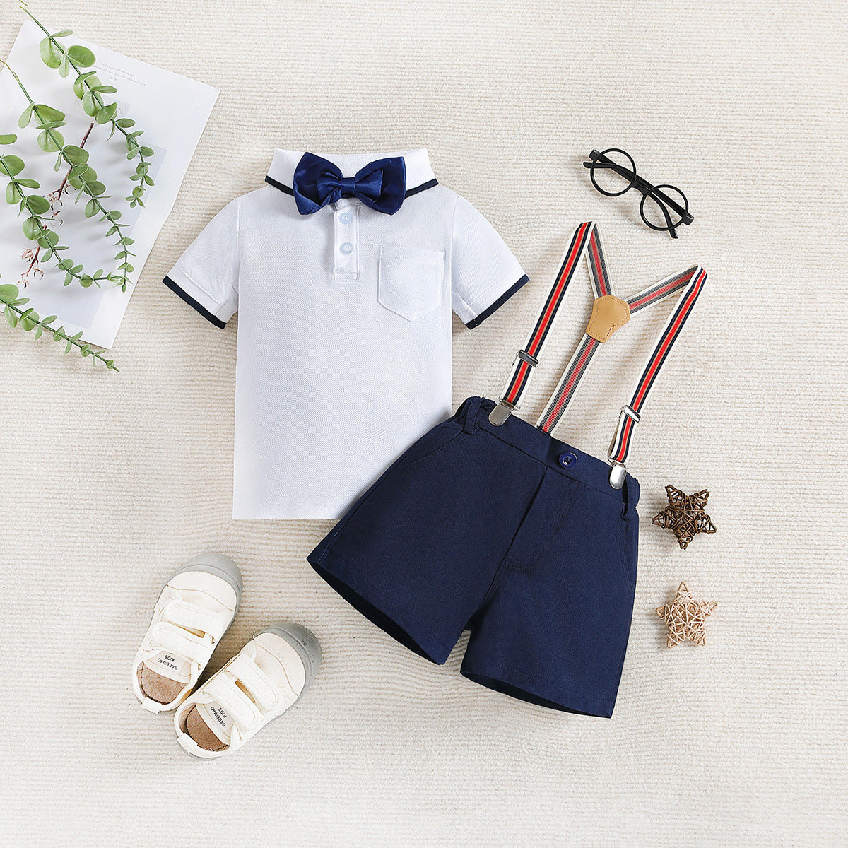 Children's Clothing Handsome Gentleman Polo Collar Top Children's Suit