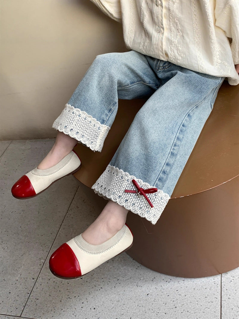 Children's Lace Bow Denim Fashionable Clothing Children's Pants