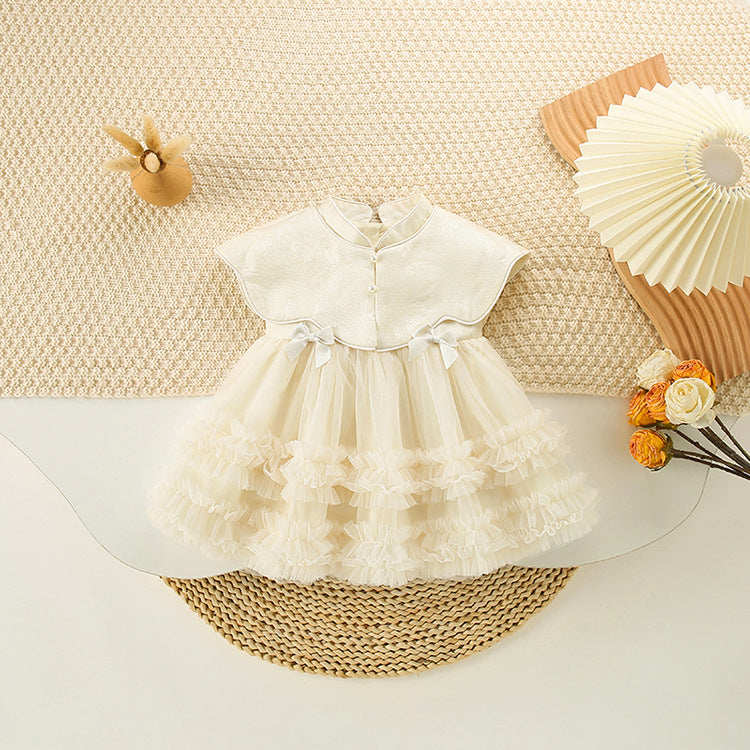 Children's Short-sleeved Sweet Cute Harness Shawl Birthday Children's Dress