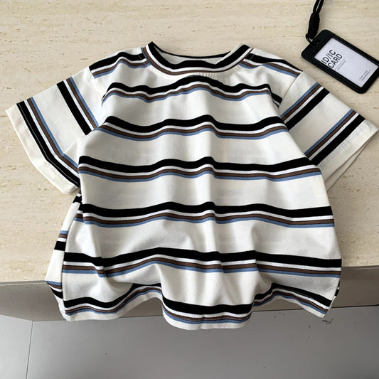 Children's Boy's Short-sleeved Striped Summer Half Sleeve Top Children's T-shirt