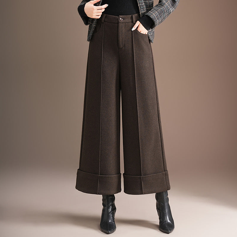 Women's Curling Woolen High Waist Slimming Thickened Straight Suits