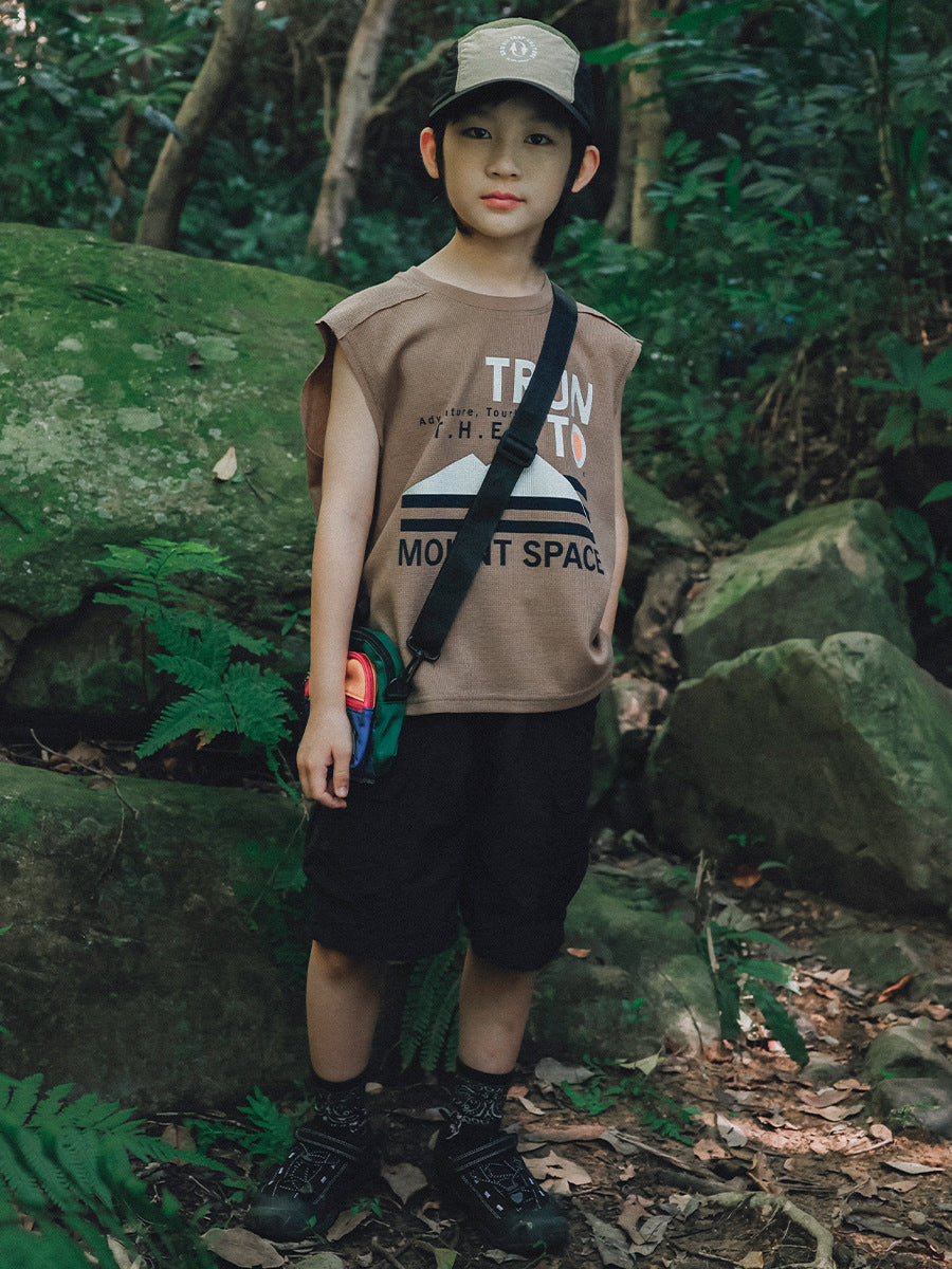 Children's Mountain Outdoor Clothing Summer Sleeveless Boy Loose Sports Children's T-shirt