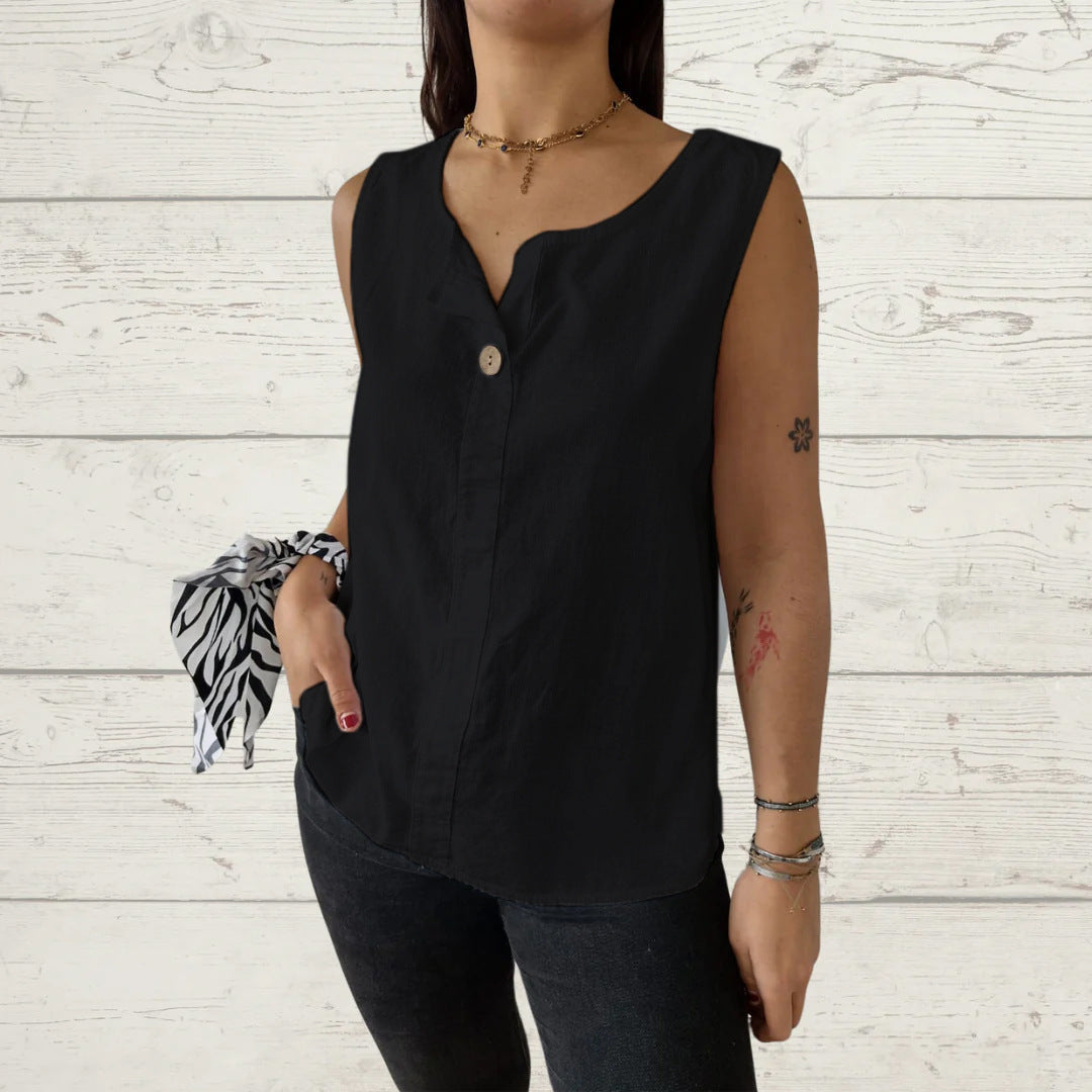 Women's Summer Loose Shirt Cotton Linen Button Small Vest/suspenders/tube Top