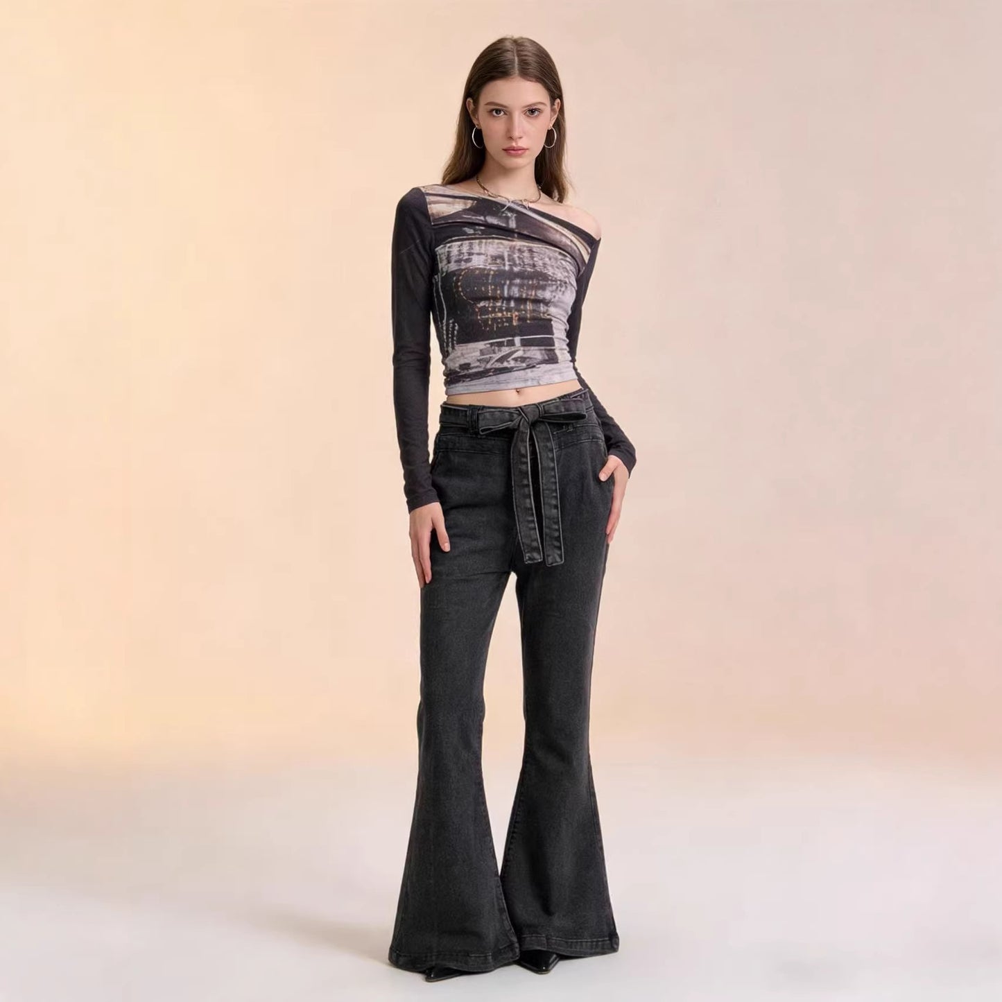 Women's Source High Waist Hip Lift Wide Women's Jeans